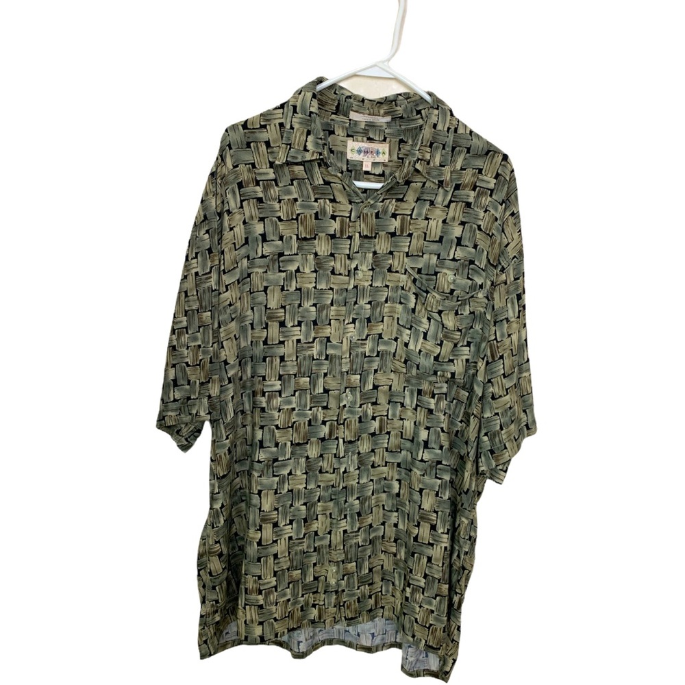 Campia Moda 100% Rayon Abstract Green Shirt